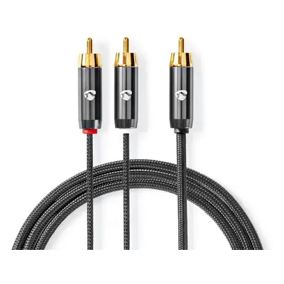 Nedis CATB24000GY30, RCA, Käsiliitin, 2 x RCA, Käsiliitin, 3 m, Harmaa