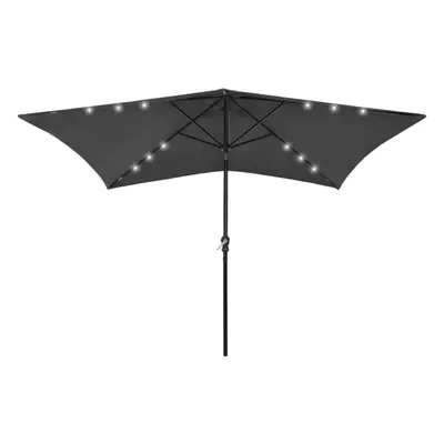 vidaXL Puutarha-aurinkovarjo LED-valot/terästolppa 2x3 m antrasiitti