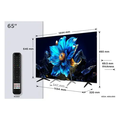 TCL 65P7K 65" 4K QLED Google TV, 60 Hz, HDR10+, Dolby Vision, Metallic