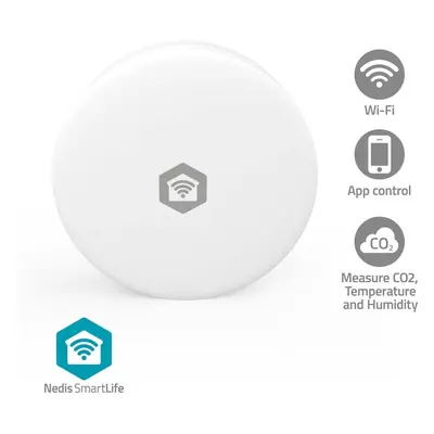 Nedis SmartLife-ilmanlaatumittari | Wi-Fi | Hiilidioksidi (CO2) / Kosteus / Lämpötila | Android™ / IOS | Valkoinen