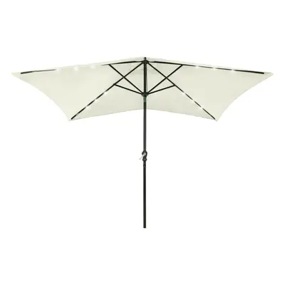 vidaXL Puutarha-aurinkovarjo LED-valot ja terästolppa 2x3 m hiekka