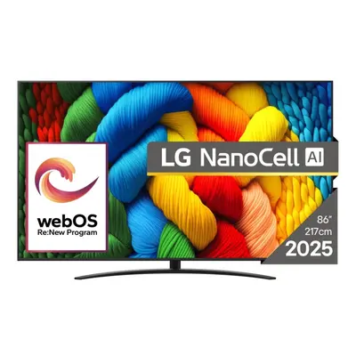 LG NanoCell AI 86NANO81A3A, 2,18 m (86), 3840 x 2160 pikseliä, NanoCell, Älytelevisio, Wi-Fi, musta