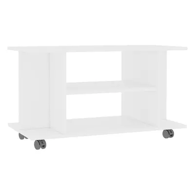 vidaXL TV-taso rullapyörillä valkoinen 80x40x45 cm tekninen puu