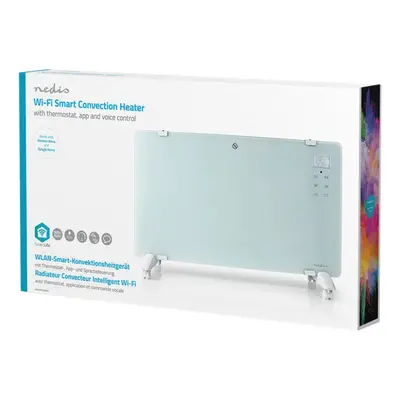 Nedis SmartLife Konvektiolämmitin | Sopii kylpyhuoneeseen | Lasipaneeli | 2000 W | 2 Lämpöasetusta | LED | 15 - 35 °C | Säädettä