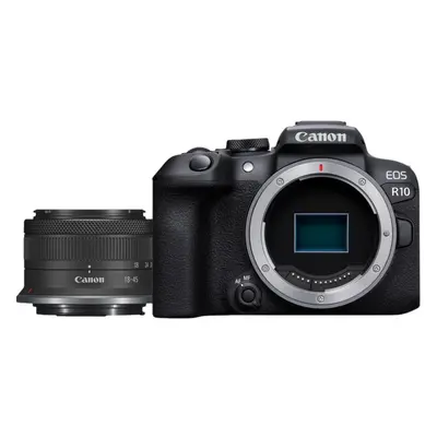Canon EOS R10 RF-S18-45mm F4.5-6.3 IS STM, 24,2 MP, 6000 x 4000 pikseliä, CMOS, 4K Ultra HD, Kosketusnäyttö, musta