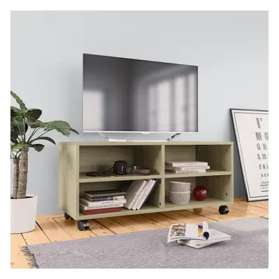 vidaXL TV-taso rullapyörillä Sonoma-tammi 90x35x35 cm tekninen puu