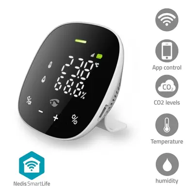 Nedis SmartLife Air Quality Monitor Musta, Valkoinen