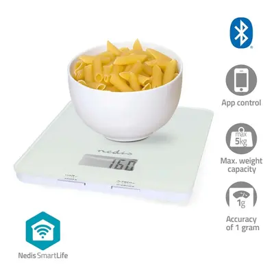 Nedis SmartLife-keittiövaaka | Bluetooth® | Lasi / Muovi | Valkoinen