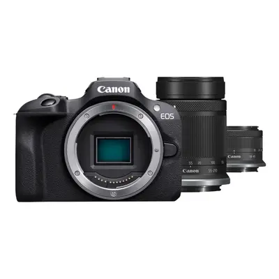 Canon EOS R100 + RF-S 18-45mm F4.5-6.3 IS STM + RF-S 55-200mm F5-7.1 IS STM Kit MILC 24,1 MP CMOS 6000 x 4000 pikseliä Musta