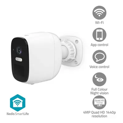 Nedis SmartLife Ulkokamera | Spotlight | 4MP Quad HD 1440p / 2560x1440 | IP66 | Maks. akunkesto: 10 Kuukautta | MicroSD (ei sisä